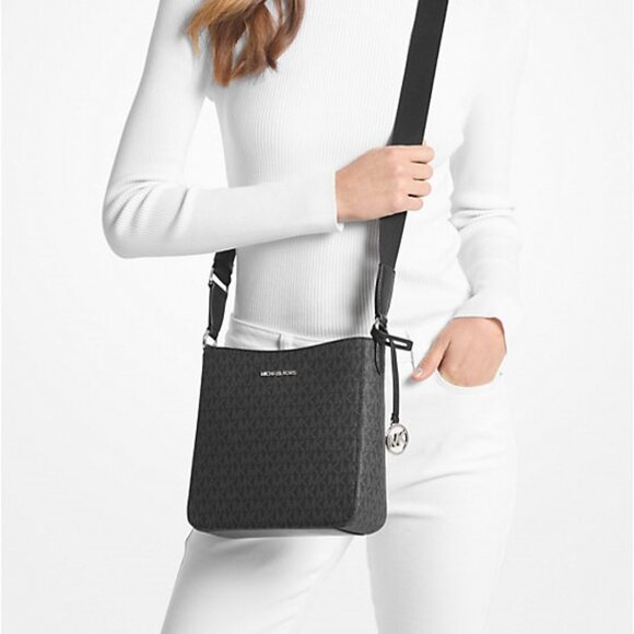 Michael Kors Handbags - NWT Michael Kors Jet Set Travel Small Signature Logo Messenger Bag BLACK